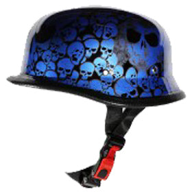 Side View Novelty German Blue Skull Graveyard Helmet- Non DOT