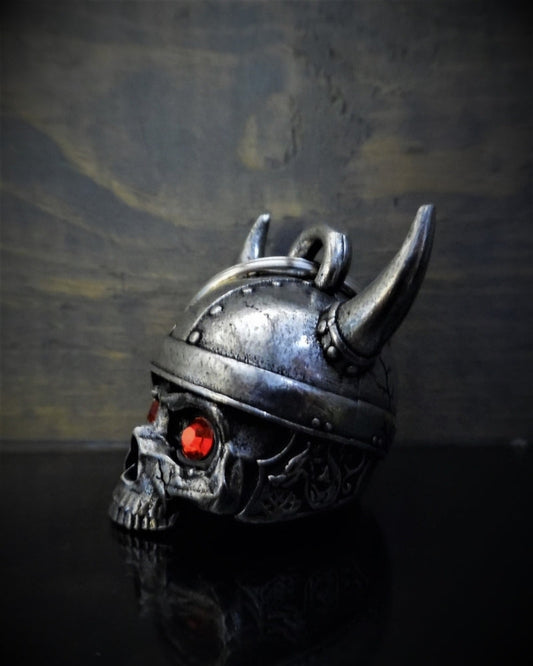 Side View Viking Helmet Skull Diamond Bell