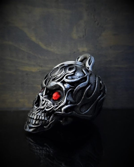 Side View Flame Diamond Skull Bell