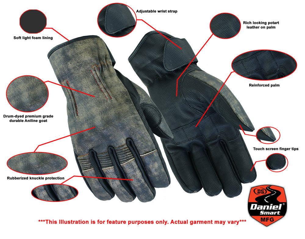 DS Men's Feature-Packed Washed-Out Brown Rakish Glove