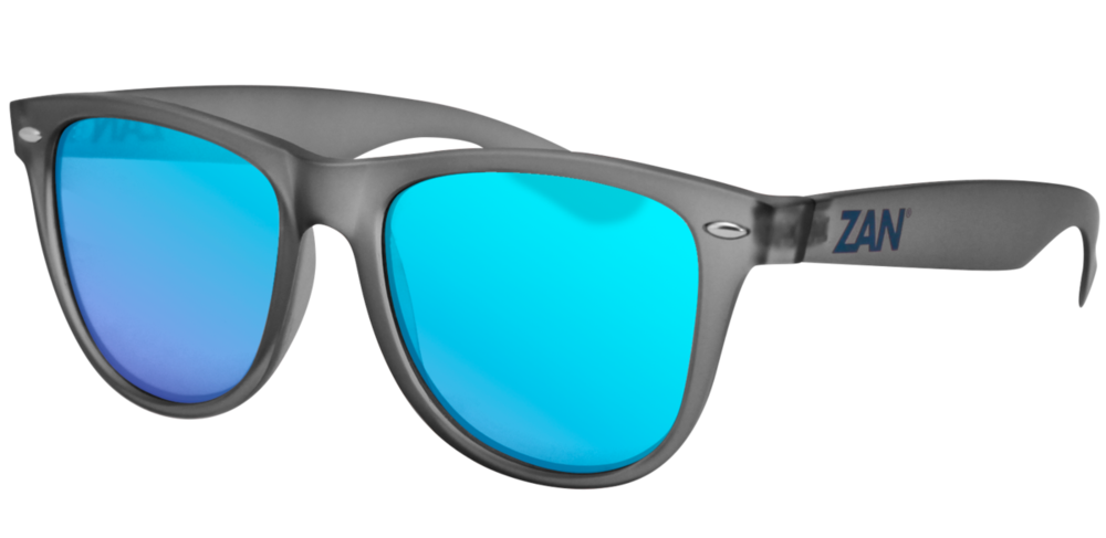 Minty Matte Gray Frame, Smoked Blue Mirror Lens Sunglasses