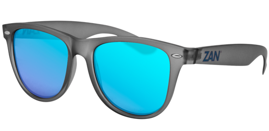 Minty Matte Gray Frame, Smoked Blue Mirror Lens Sunglasses