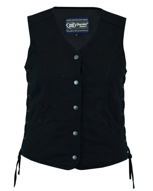 Full Front DM  Women's Denim Longer Body ¾ Vest - Side Laces