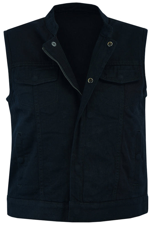 Full Front DM Women's Advance Black Construction Denim Vest