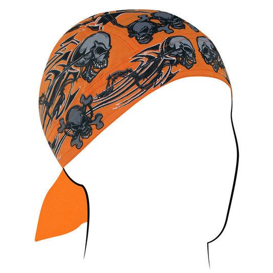 Flydanna®, Cotton, Orange Tribal Skull Cap