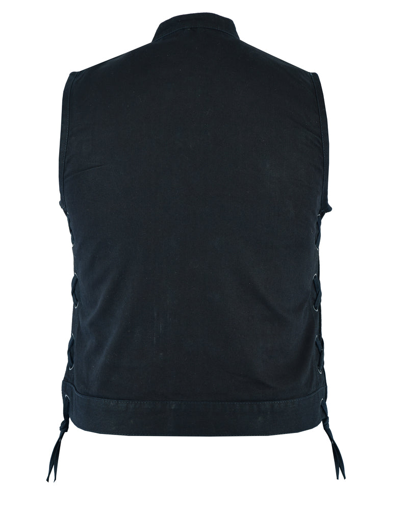 Back Of DM Women's Advance Side Laces Black Construction Denim Vest