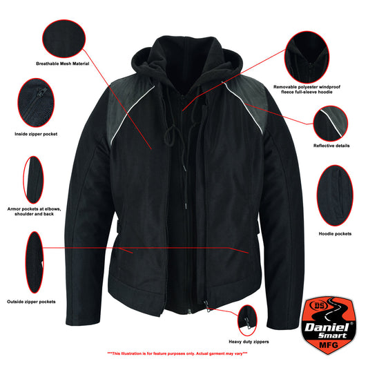 DS Women's Mesh 3-in-1 Riding Jacket (Black/Black Tone Reflective)
