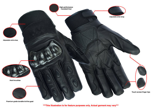 Infographic Leather/Textile Performance Glove