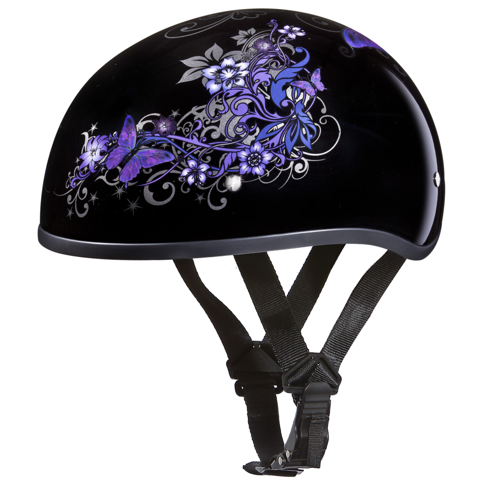 D.O.T. DAYTONA SKULL CAP Purple BUTTERFLY Design