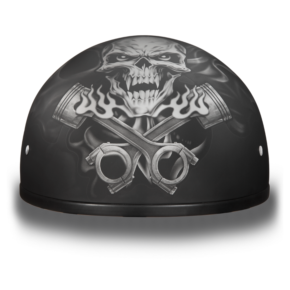 D.O.T. DAYTONA SKULL CAP - W/ PISTONS SKULL