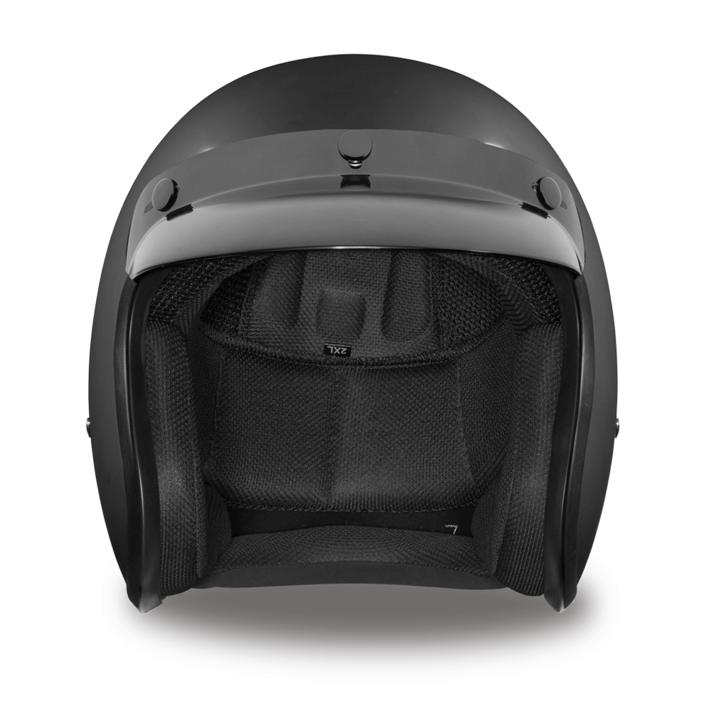 Front View D.O.T. DAYTONA CRUISER - DULL BLACK HELMET