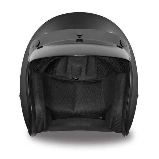 Front View D.O.T. DAYTONA CRUISER - DULL BLACK HELMET