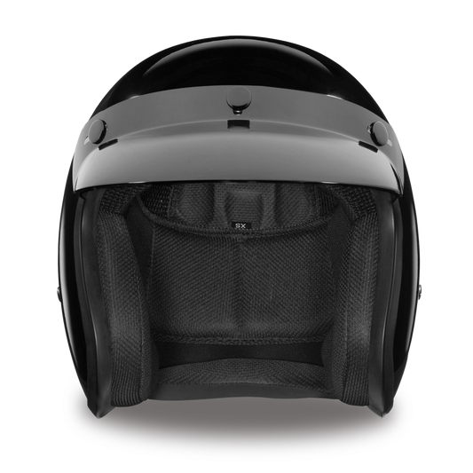 Front View D.O.T. DAYTONA CRUISER - HI-GLOSS BLACK Helmet