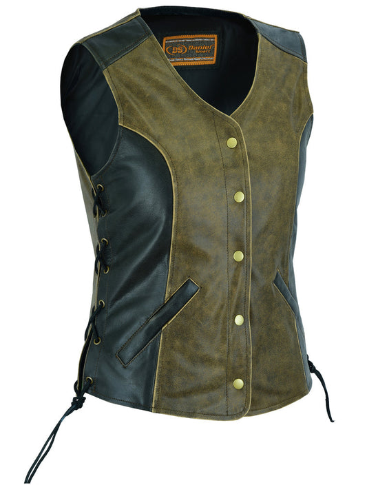 Women's Stylish Longer Body ¾ Vest - Side Laces - Two T