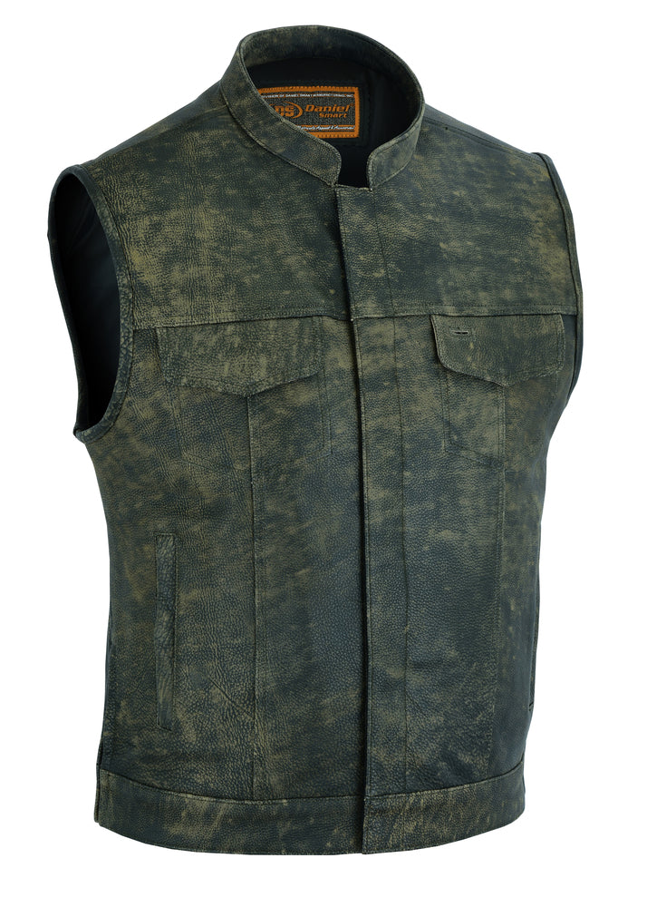 DS Men's Antique Brown Leather Motorcycle Vest