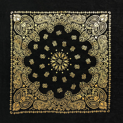 Black Gold Metallic Paisley Bandana