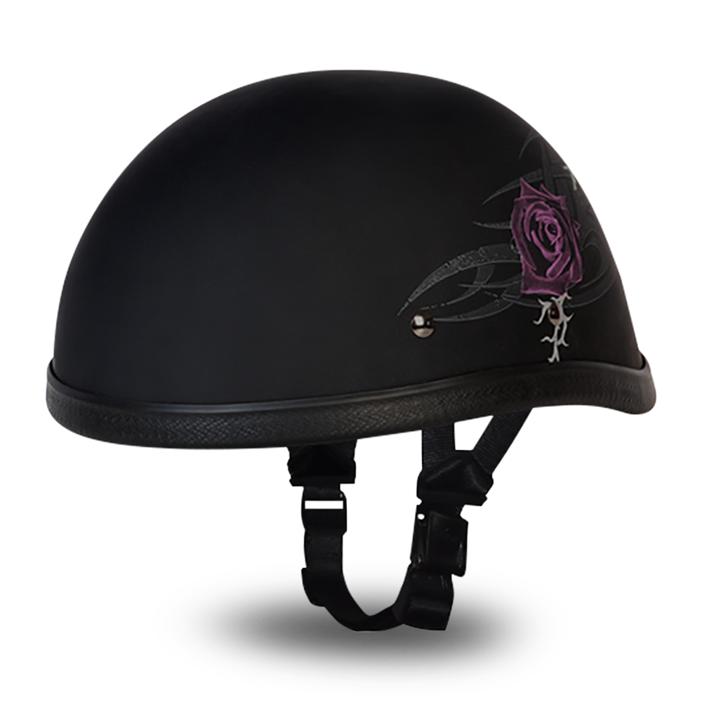 Side View EAGLE- W/ PURPLE ROSE Non-DOT Helmet