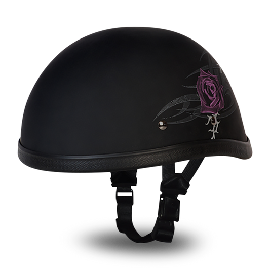 Side View EAGLE- W/ PURPLE ROSE Non-DOT Helmet