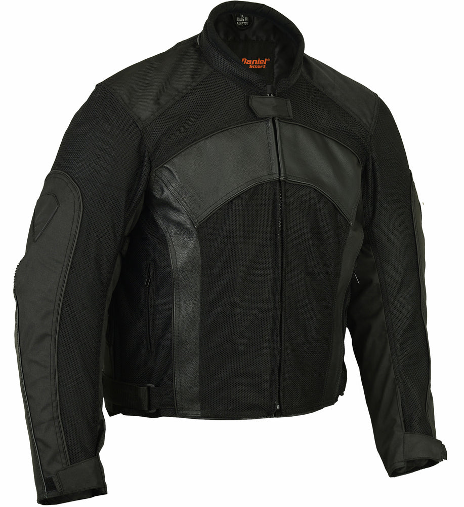 DS Mens Leather & Mesh Motorcycle Jacket – Waterproof Liner