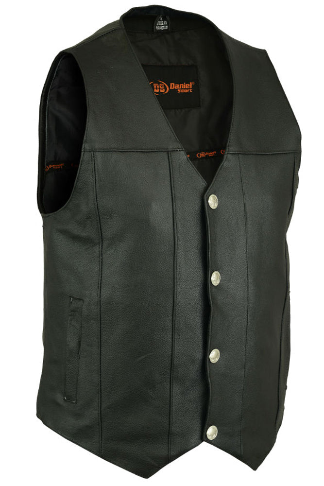 DS Men's Milled Single Back Panel Leather Vest - Black
