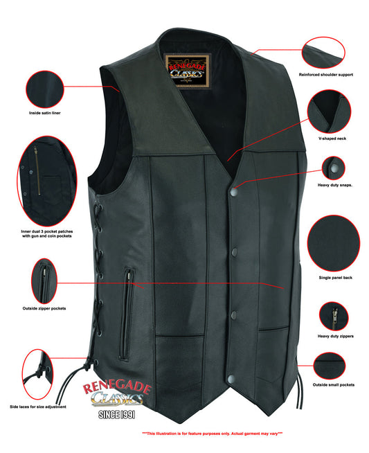 Infographic Men's Line Ranger Multi-Pocket Motorcycle Vest - Black