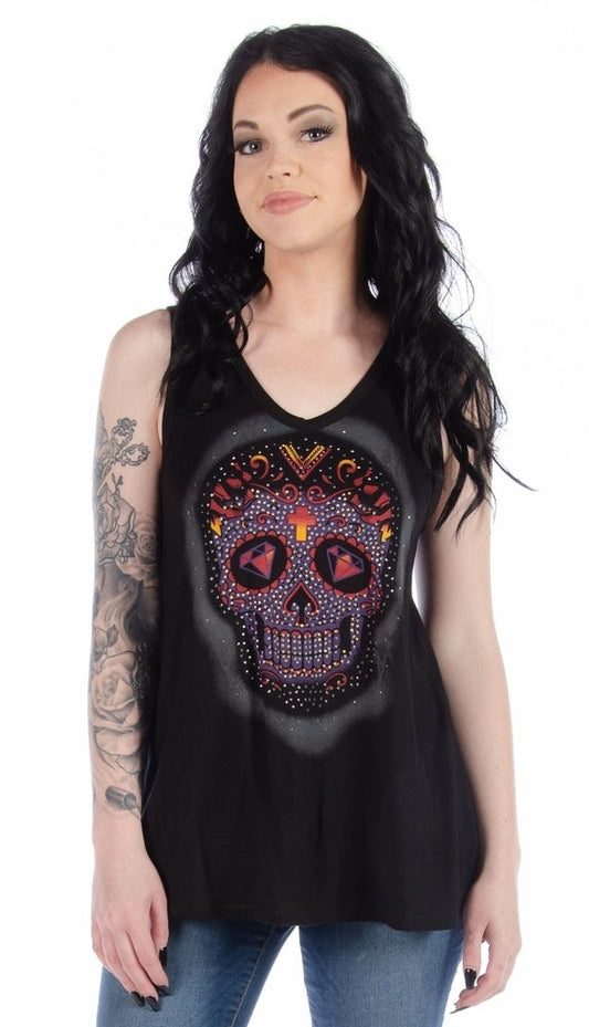 7551 Calavera Lace Back Shirt