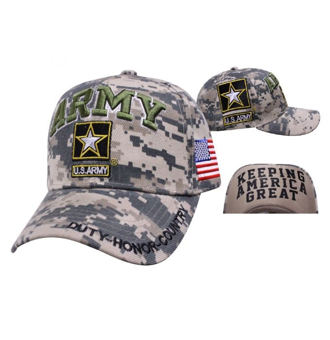US Army Camouflage Ball Cap SDPMAR Digital Pride Motto Army
