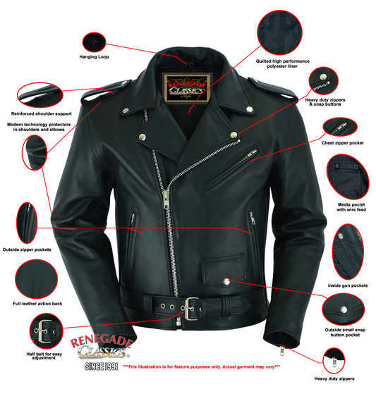Super Arnold Men’s Black Leather Jacket – Retro Design