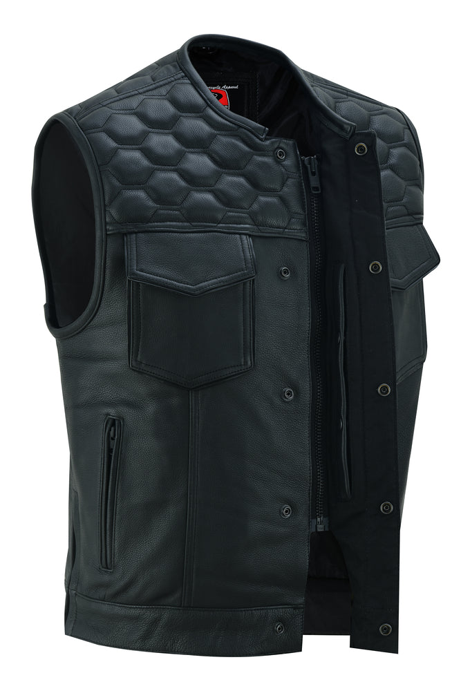 Black Horse Men's Leather Motorcycle Vest
