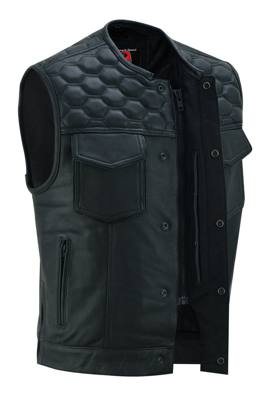 Black Horse Men's Leather Motorcycle Vest
