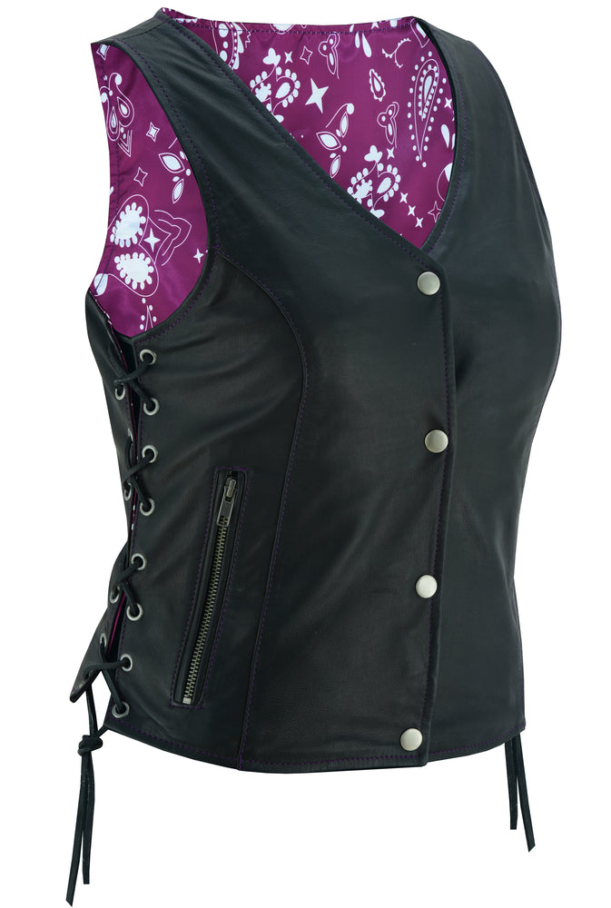 Purple Paisley Biker Girl Vest