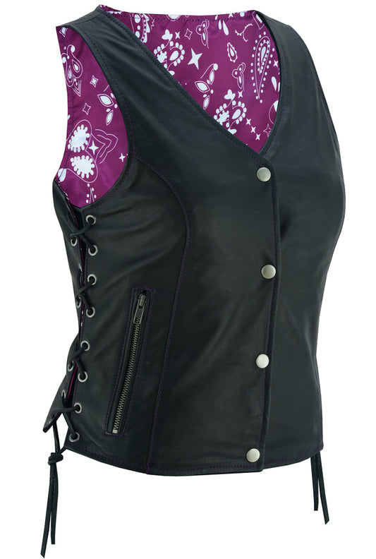 Purple Paisley Biker Girl Vest