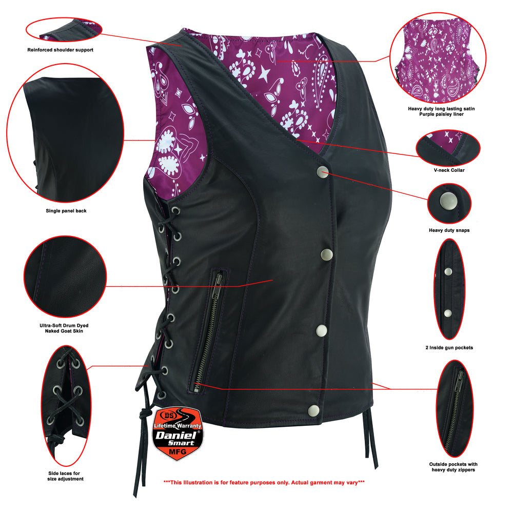 Infographic Purple Paisley Biker Girl Vest