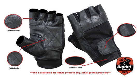 DS Leather / Mesh Fingerless Glove