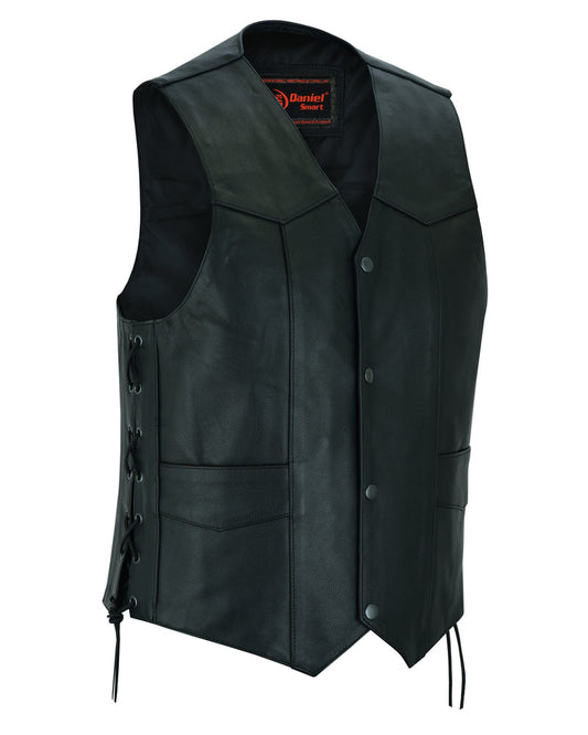 DS Men's Traditional Leather side lacing Vest - Black