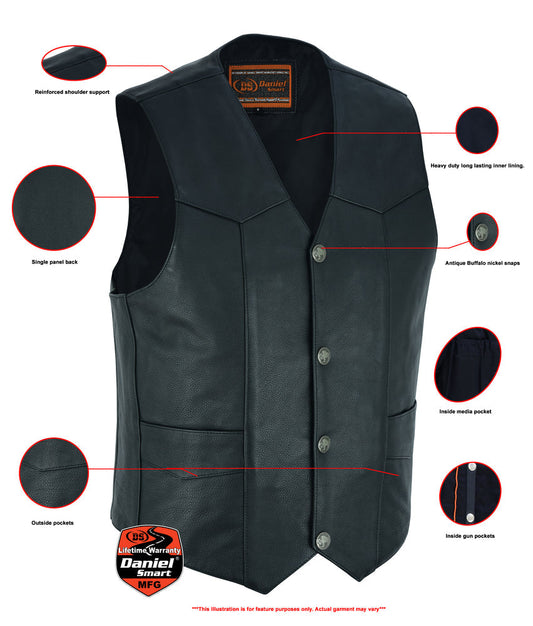 DS Men's Single Back Panel motorcycle vest