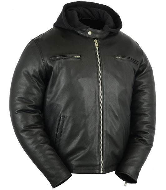 DS Men’s Black Sporty Cruiser Leather Jacket