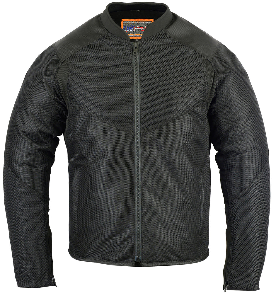 Full Front Men's Ventilated Mesh Motorcycle Jacket – Sporty, All-Season