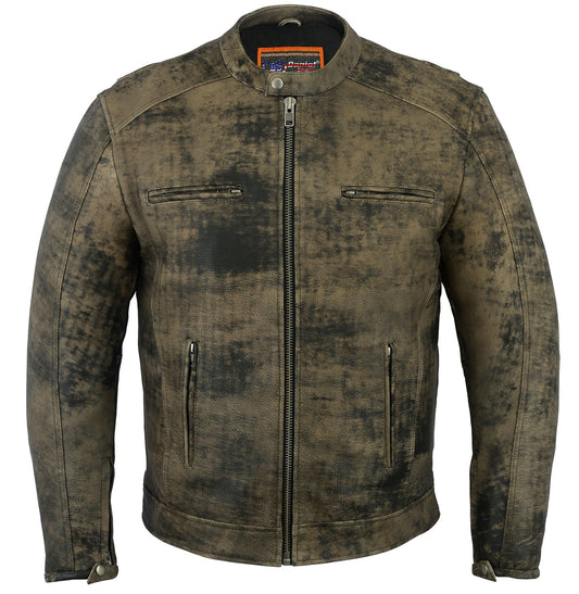 DS Men’s Antique Brown Motorcycle Cruiser Jacket