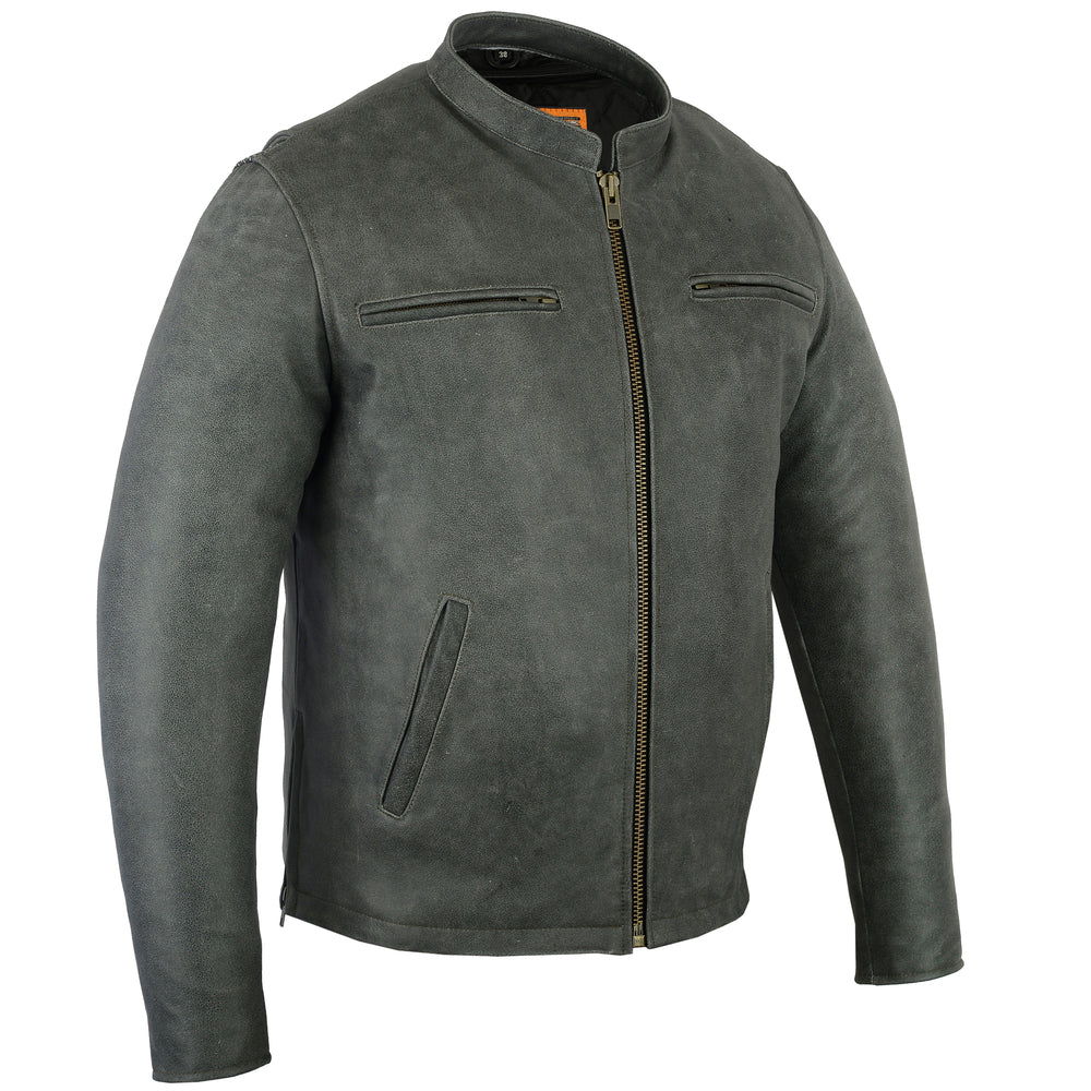 DS Men’s Sporty Gray Leather Cruiser Jacket