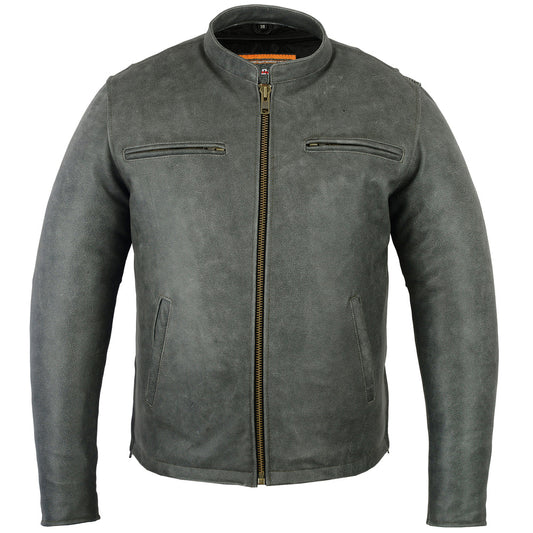 DS Men’s Sporty Gray Leather Cruiser Jacket
