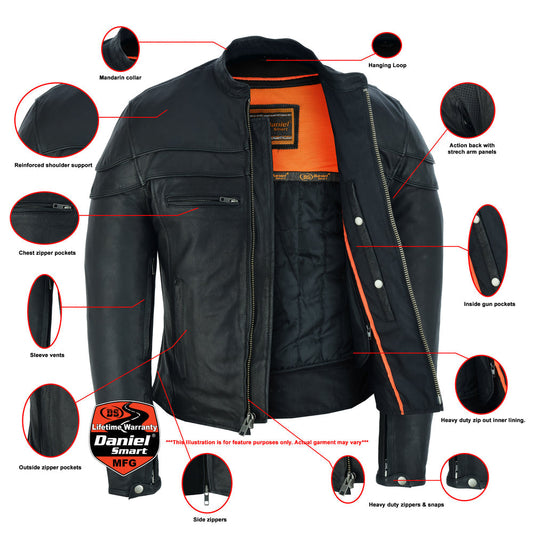 Infographic DS Men’s Tall Sporty Scooter Jacket – Naked Cowhide