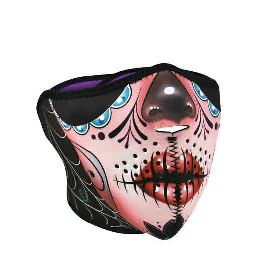 ZAN® Half Mask- Neoprene- Sugar Skull Purple Reversible