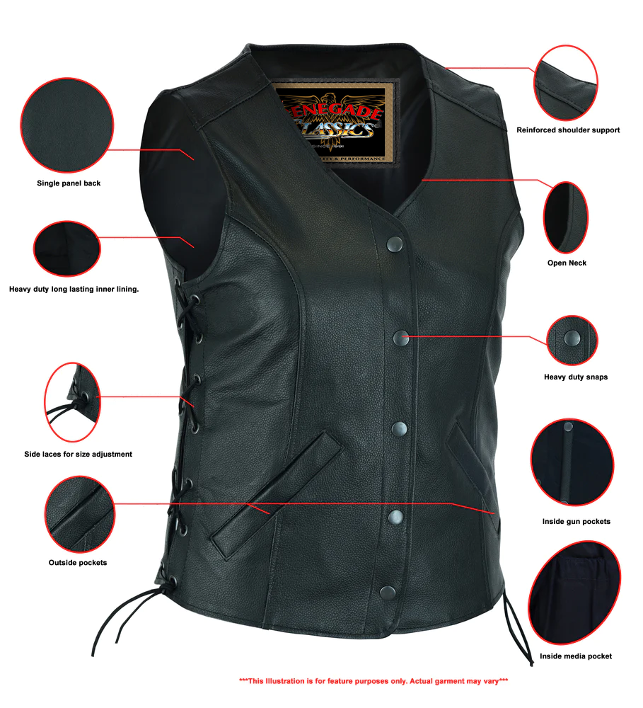 Infographic Clara Cowhide Open Neck Vest
