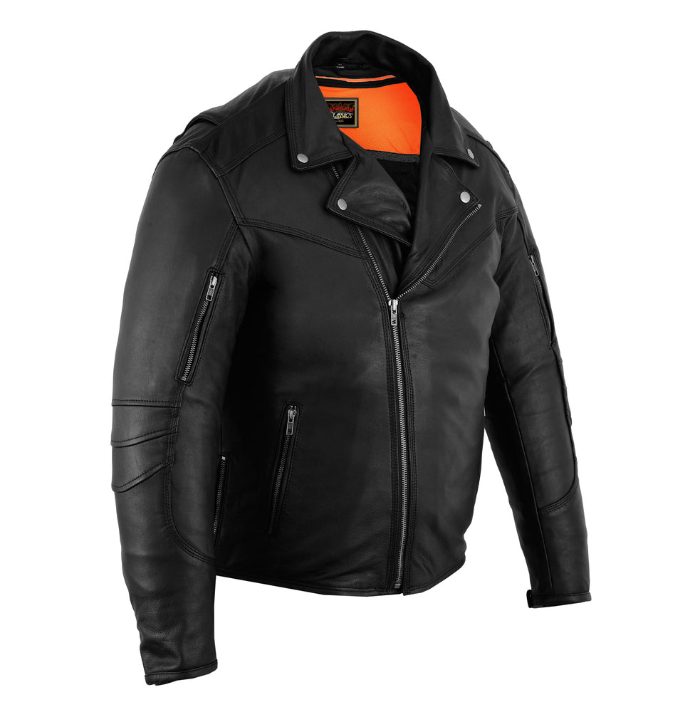 Black Speed Men’s Motorcycle Leather Jacket – Smart Access Pocket
