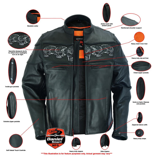 Infographic DS Men’s Black Reflective Skulls Scooter Jacket