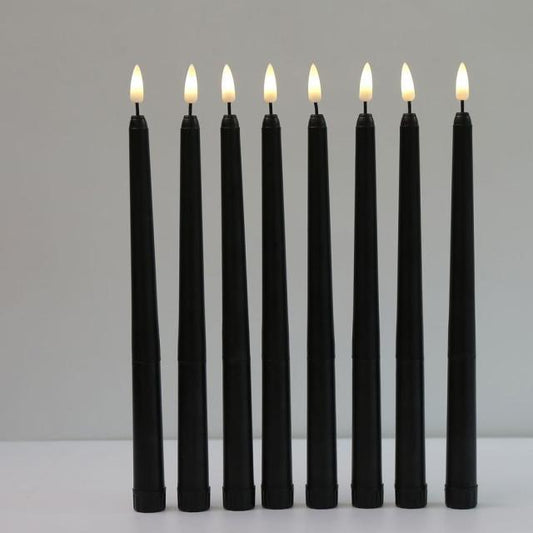 Pack of 6 Black LED Birthday Candles Flameless Taper Candles LED Taper Candles Led Candle Lights Flickering Candles For Halloween Christmas Yellow/Warm White Plastic Flameless Flickering Battery Operated LED Halloween Candles