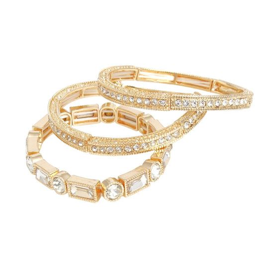 Bracelets Vintage Gold Rhinestone Stretch Set