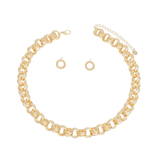 Chain Chunky Gold Triple Ring Necklace for Women