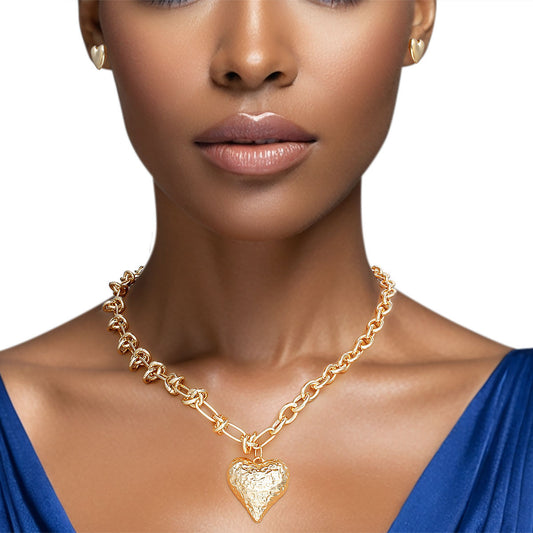 Pendant Gold Heart Knotted Chain Necklace Women